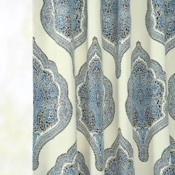 Arabesque Blue French Pleat Printed Cotton Curtain 12 Arabesque Blue French Pleat Printed Cotton Curtain -Chic Curtains Shop PRTW D37 FP 98526 3 9951426a f14e 43e4 b1a5 d550bea2b855