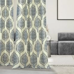 Arabesque Blue French Pleat Printed Cotton Curtain 13 Arabesque Blue French Pleat Printed Cotton Curtain -Chic Curtains Shop PRTW D37 FP 98526 5 6e548320 50f9 48b9 bd8b 05f4b14116ce