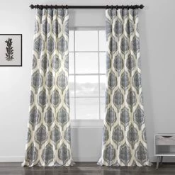 Arabesque Blue Printed Cotton Curtain