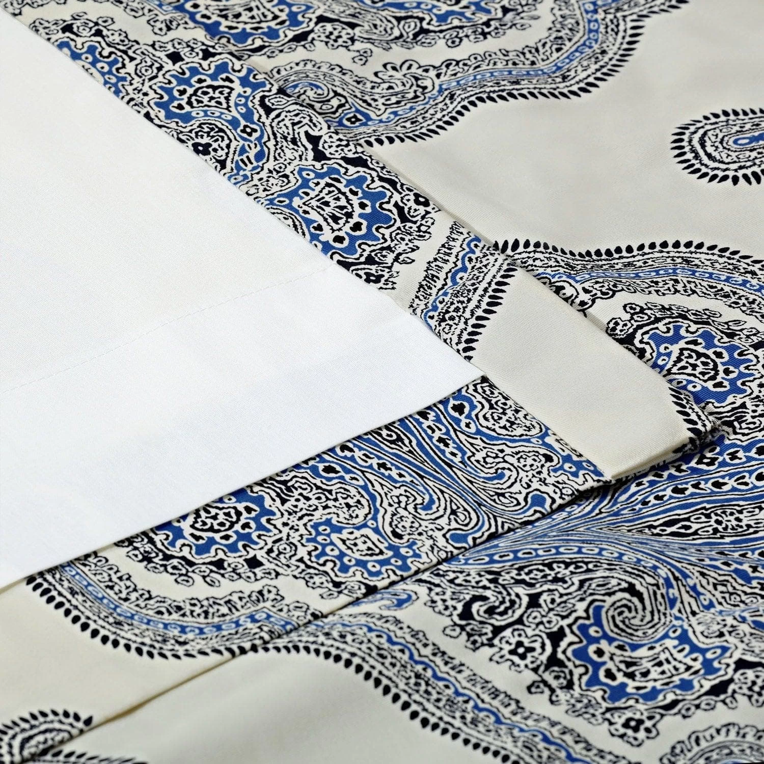 Arabesque Blue Printed Cotton Curtain 7 Arabesque Blue Printed Cotton Curtain - Image 5