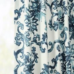 Indonesian Blue French Pleat Printed Cotton Curtain -Chic Curtains Shop PRTW D40 FP 98527 3