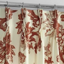Indonesian Rust French Pleat Printed Cotton Curtain -Chic Curtains Shop PRTW D40A FP 98528 2