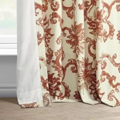 Indonesian Rust French Pleat Printed Cotton Curtain -Chic Curtains Shop PRTW D40A FP 98528 4