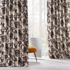 Indonesian Brown Printed Cotton Curtain -Chic Curtains Shop PRTW D40B 66661