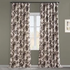 Indonesian Brown Printed Cotton Curtain