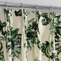 Indonesian Green French Pleat Printed Cotton Curtain -Chic Curtains Shop PRTW D40C FP 98530 2