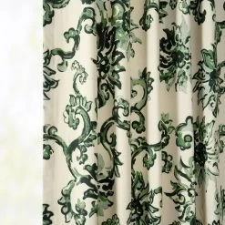 Indonesian Green French Pleat Printed Cotton Curtain -Chic Curtains Shop PRTW D40C FP 98530 3