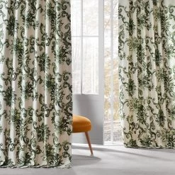 Indonesian Green Printed Cotton Curtain -Chic Curtains Shop PRTW D40C 66662