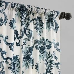 Indonesian Blue Printed Cotton Curtain -Chic Curtains Shop PRTW D40 30500 3