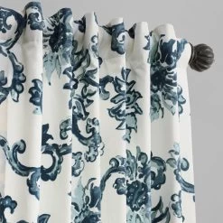 Indonesian Blue Printed Cotton Curtain -Chic Curtains Shop PRTW D40 30500 4