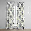 Kerala Blue French Pleat Printed Cotton Curtain -Chic Curtains Shop PRTW D41 FP 98531
