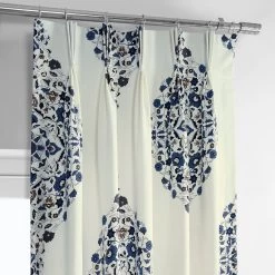 Kerala Blue French Pleat Printed Cotton Curtain 9 Kerala Blue French Pleat Printed Cotton Curtain -Chic Curtains Shop PRTW D41 FP 98531 1