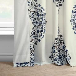 Kerala Blue French Pleat Printed Cotton Curtain 11 Kerala Blue French Pleat Printed Cotton Curtain -Chic Curtains Shop PRTW D41 FP 98531 4