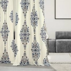 Kerala Blue French Pleat Printed Cotton Curtain 13 Kerala Blue French Pleat Printed Cotton Curtain -Chic Curtains Shop PRTW D41 FP 98531 5