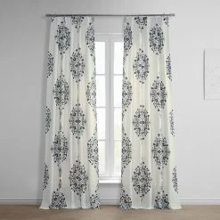 Kerala Cocoa French Pleat Printed Cotton Curtain