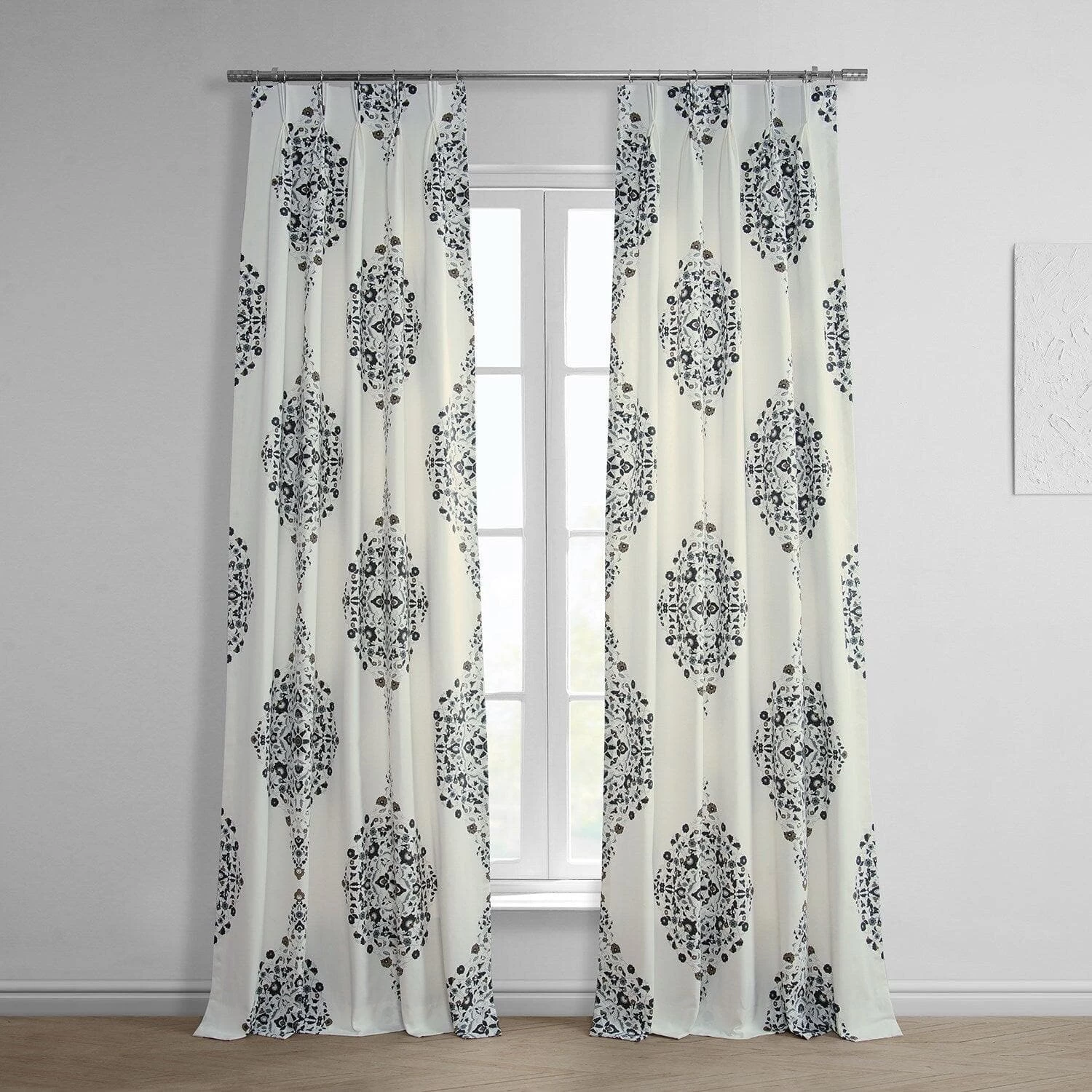 Kerala Cocoa French Pleat Printed Cotton Curtain 3 Kerala Cocoa French Pleat Printed Cotton Curtain