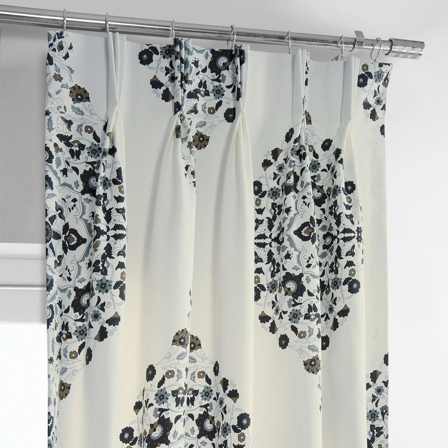 Kerala Cocoa French Pleat Printed Cotton Curtain 4 Kerala Cocoa French Pleat Printed Cotton Curtain - Image 2