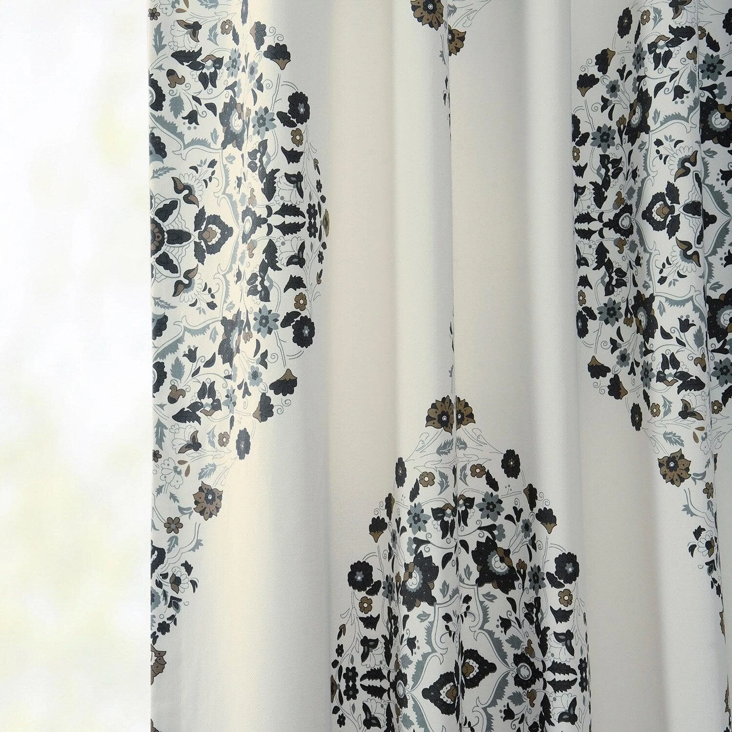 Kerala Cocoa French Pleat Printed Cotton Curtain 7 Kerala Cocoa French Pleat Printed Cotton Curtain - Image 5