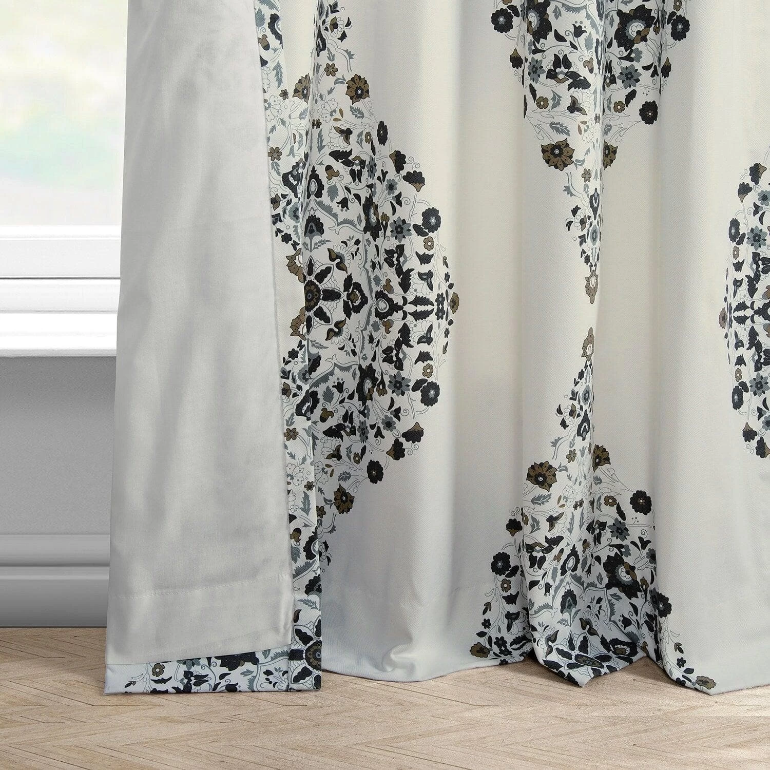 Kerala Cocoa French Pleat Printed Cotton Curtain 6 Kerala Cocoa French Pleat Printed Cotton Curtain - Image 4