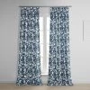 Fleur Blue French Pleat Printed Cotton Curtain -Chic Curtains Shop PRTW D48 FP 98535