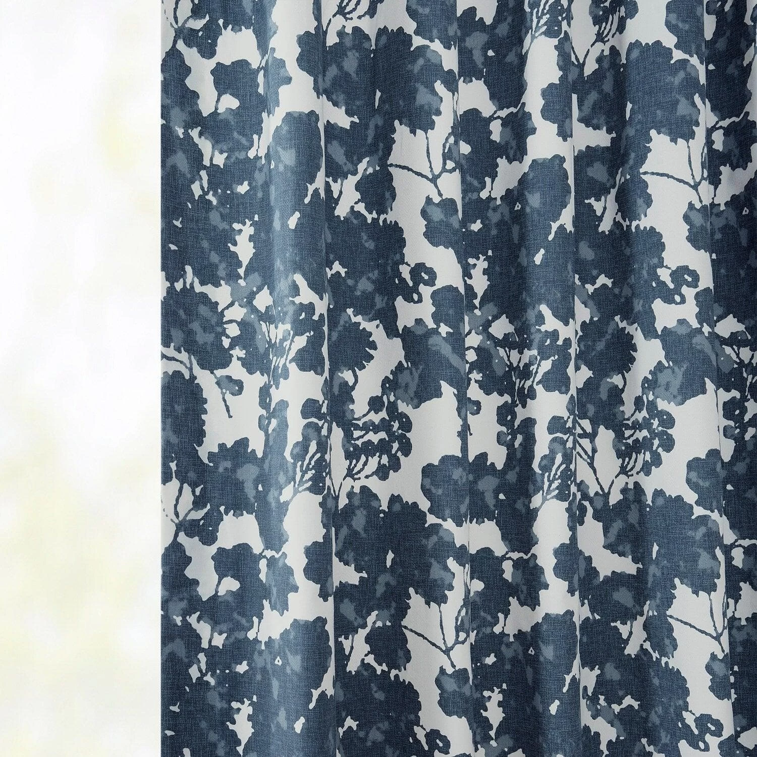 Fleur Blue French Pleat Printed Cotton Curtain 7 Fleur Blue French Pleat Printed Cotton Curtain - Image 5