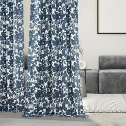 Fleur Blue French Pleat Printed Cotton Curtain 13 Fleur Blue French Pleat Printed Cotton Curtain -Chic Curtains Shop PRTW D48 FP 98535 5