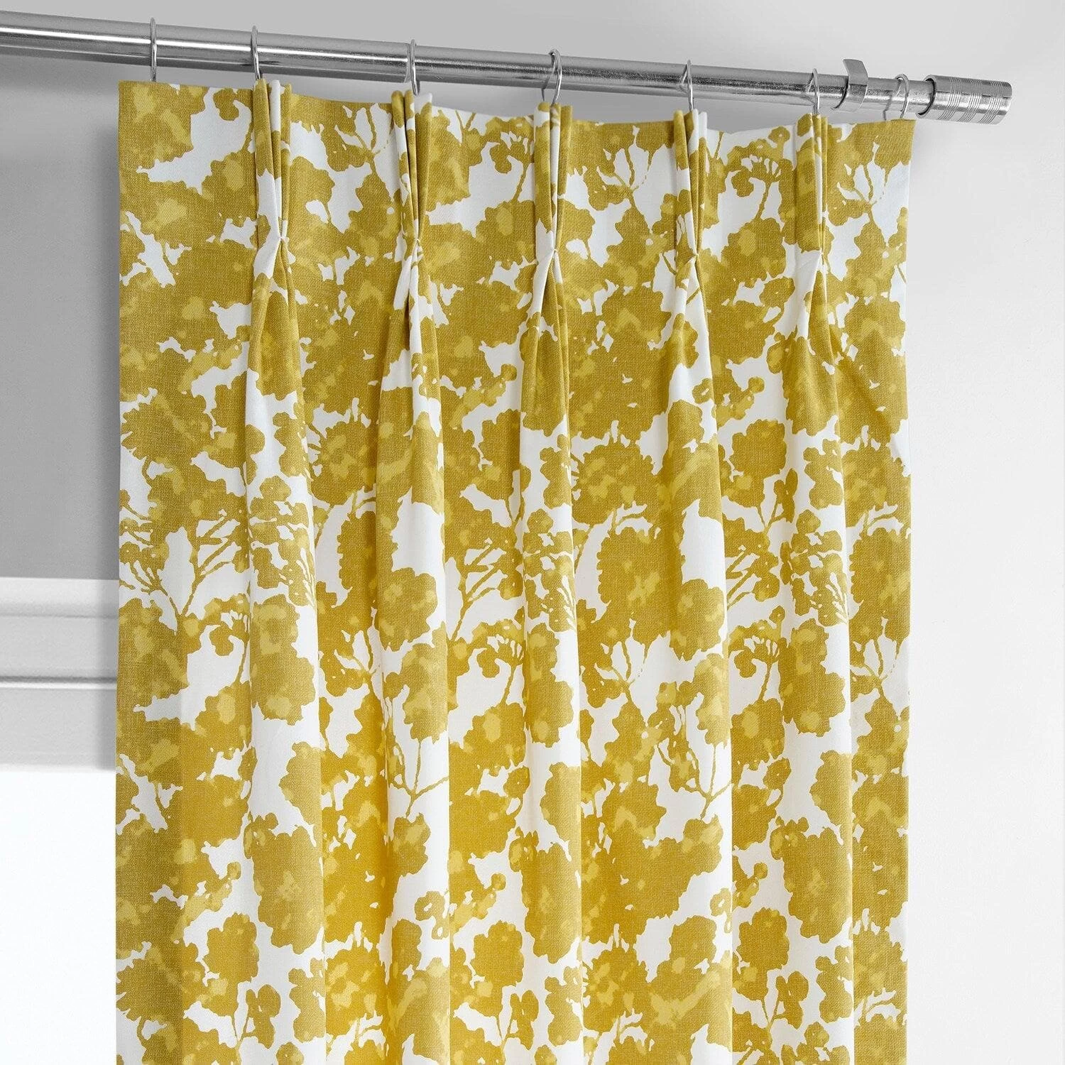 Fleur Gold French Pleat Printed Cotton Curtain 4 Fleur Gold French Pleat Printed Cotton Curtain - Image 2