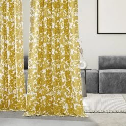Fleur Gold French Pleat Printed Cotton Curtain 13 Fleur Gold French Pleat Printed Cotton Curtain -Chic Curtains Shop PRTW D48B FP 98536 5