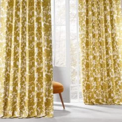 Fleur Gold Printed Cotton Curtain 13 Fleur Gold Printed Cotton Curtain -Chic Curtains Shop PRTW D48B 54753