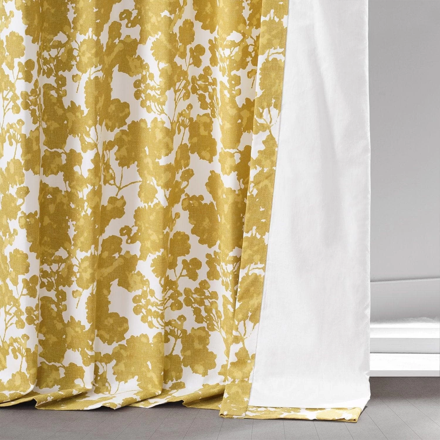 Fleur Gold Printed Cotton Curtain 7 Fleur Gold Printed Cotton Curtain - Image 5