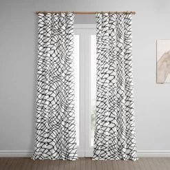 Ellis Black Printed Cotton Curtain