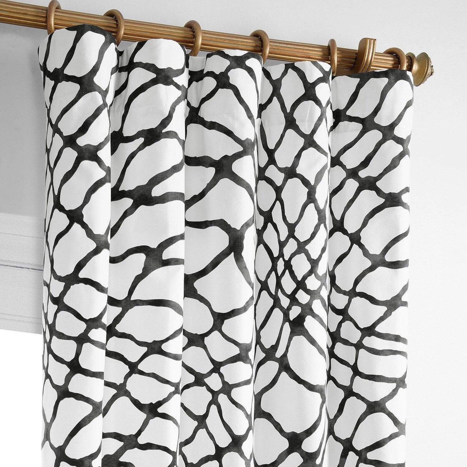 Ellis Black Printed Cotton Curtain 4 Ellis Black Printed Cotton Curtain - Image 2