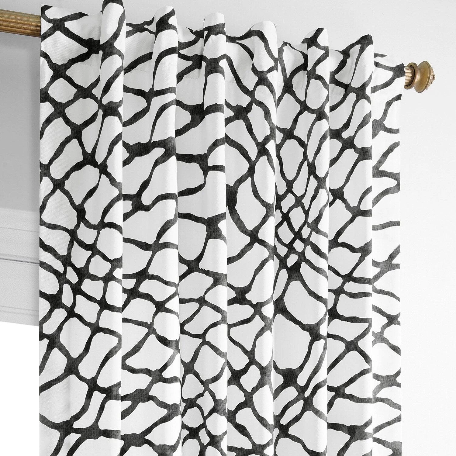 Ellis Black Printed Cotton Curtain 5 Ellis Black Printed Cotton Curtain - Image 3