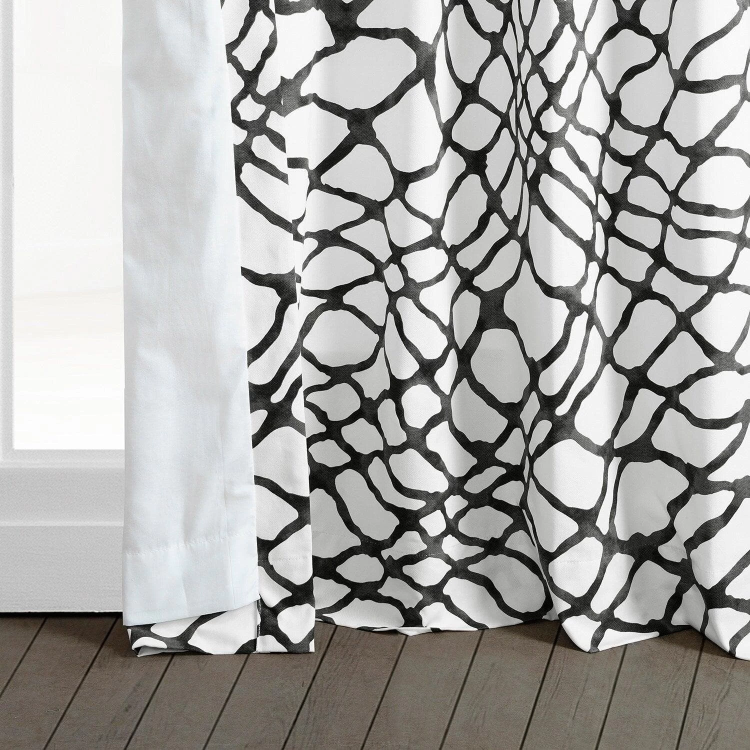 Ellis Black Printed Cotton Curtain 7 Ellis Black Printed Cotton Curtain - Image 5