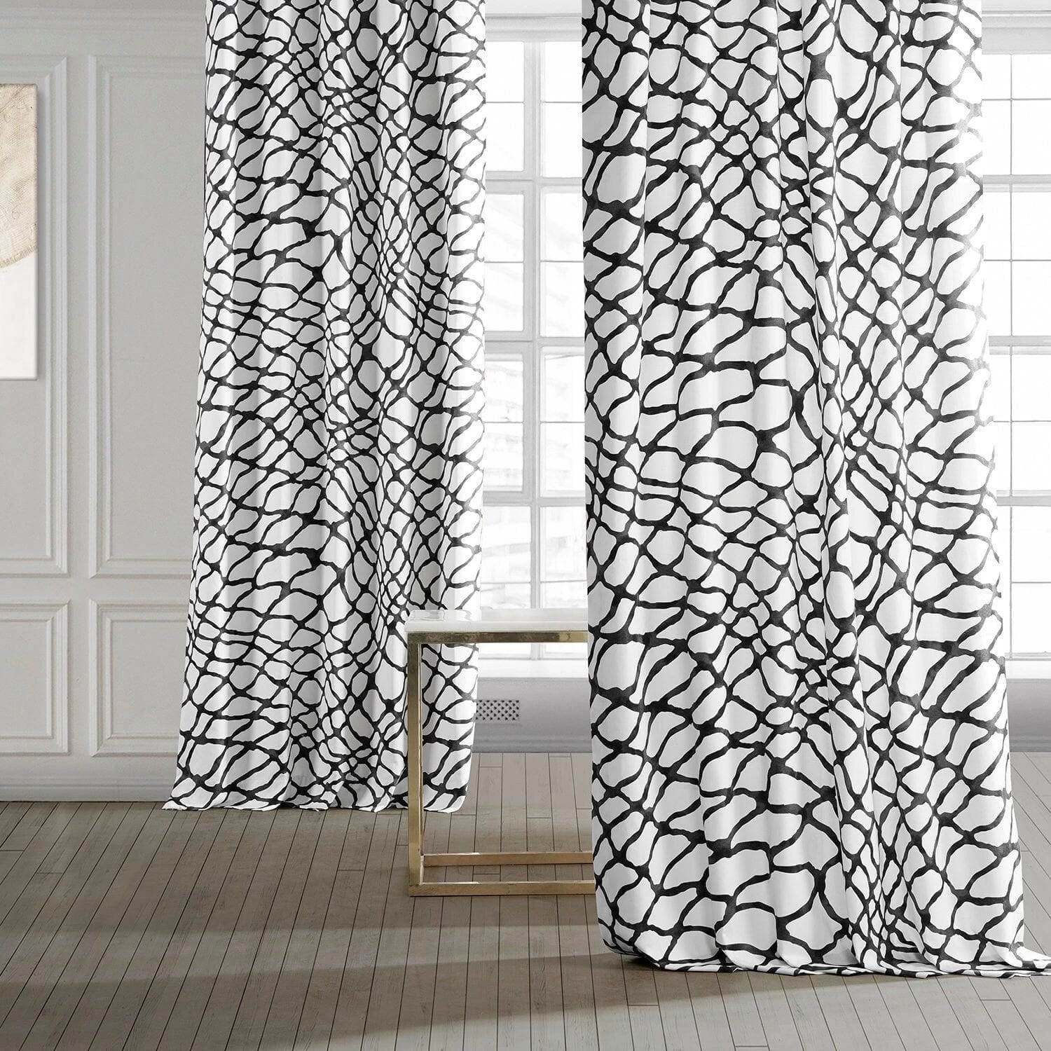 Ellis Black Printed Cotton Curtain 8 Ellis Black Printed Cotton Curtain - Image 6