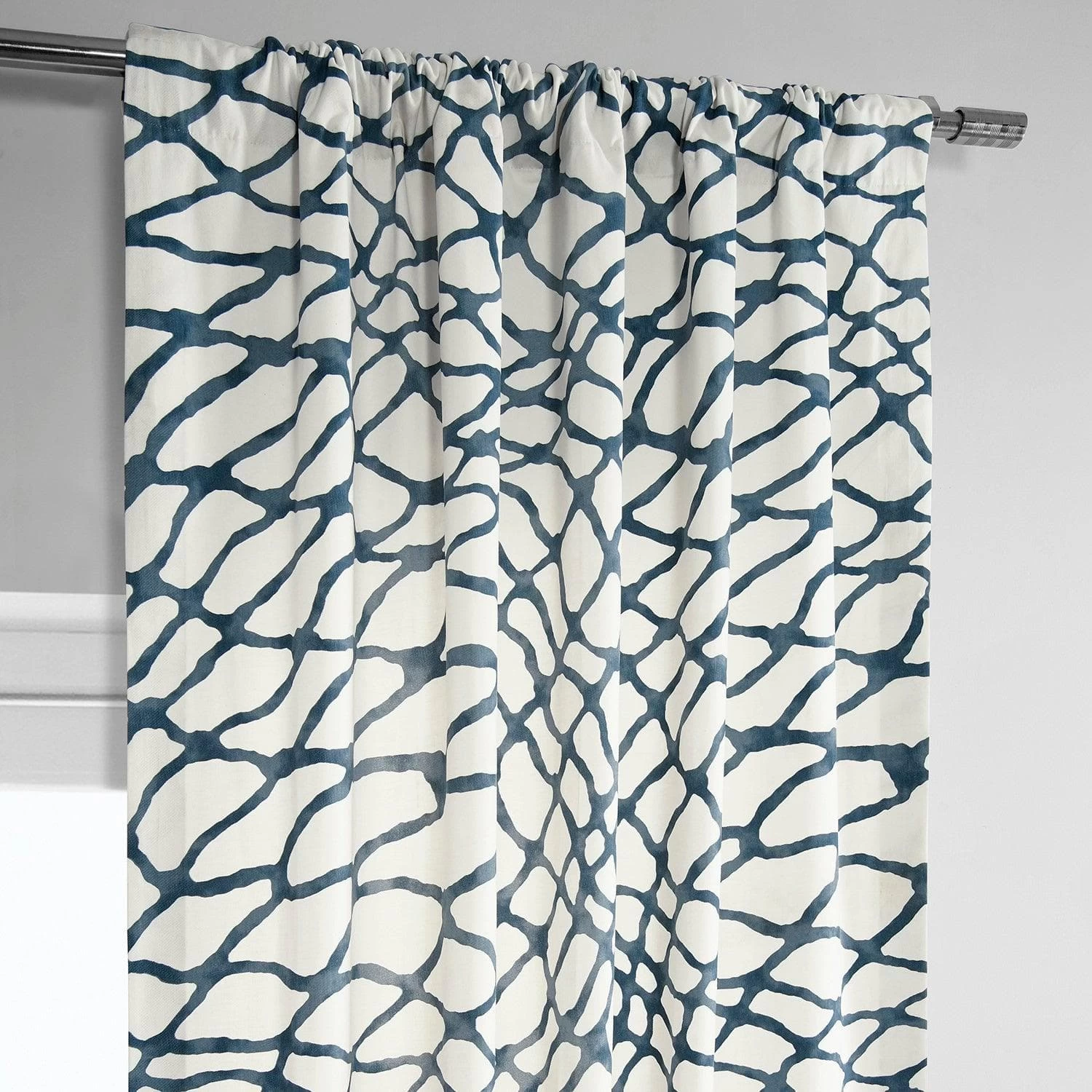 Ellis Blue Printed Cotton Curtain 6 Ellis Blue Printed Cotton Curtain - Image 4