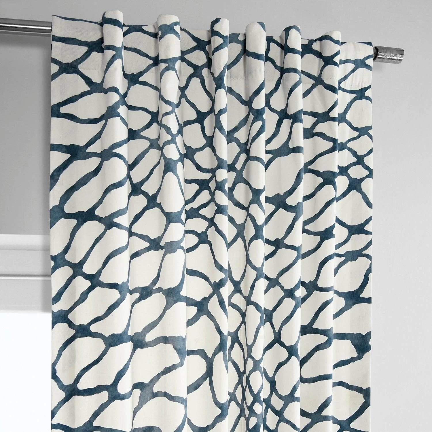 Ellis Blue Printed Cotton Curtain 5 Ellis Blue Printed Cotton Curtain - Image 3