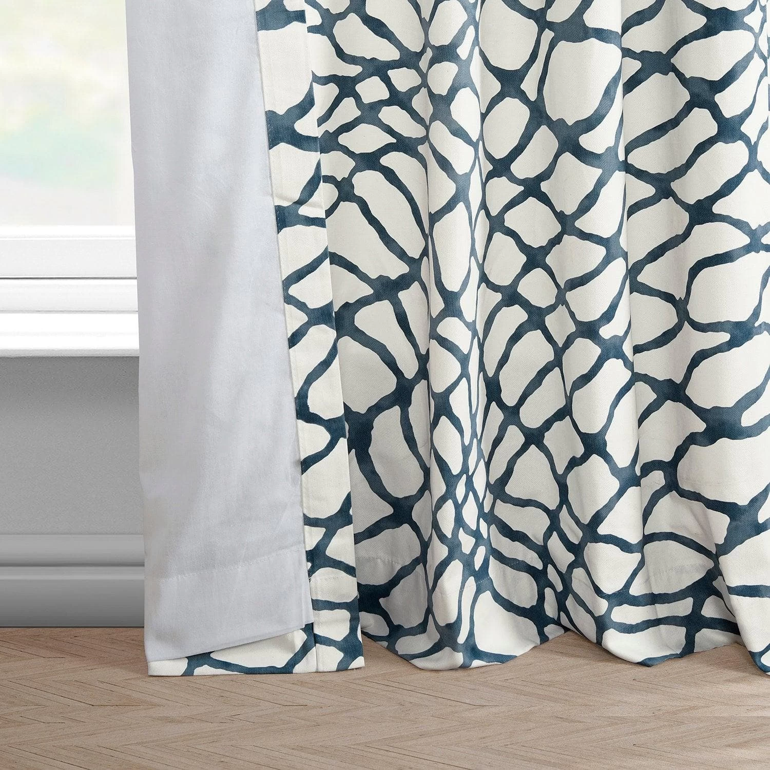Ellis Blue Printed Cotton Curtain 7 Ellis Blue Printed Cotton Curtain - Image 5