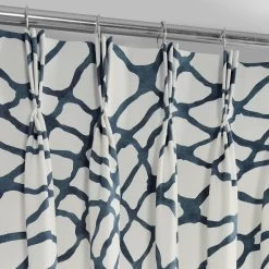 Ellis Blue French Pleat Printed Cotton Curtain 10 Ellis Blue French Pleat Printed Cotton Curtain -Chic Curtains Shop PRTW D50C FP 98538 2
