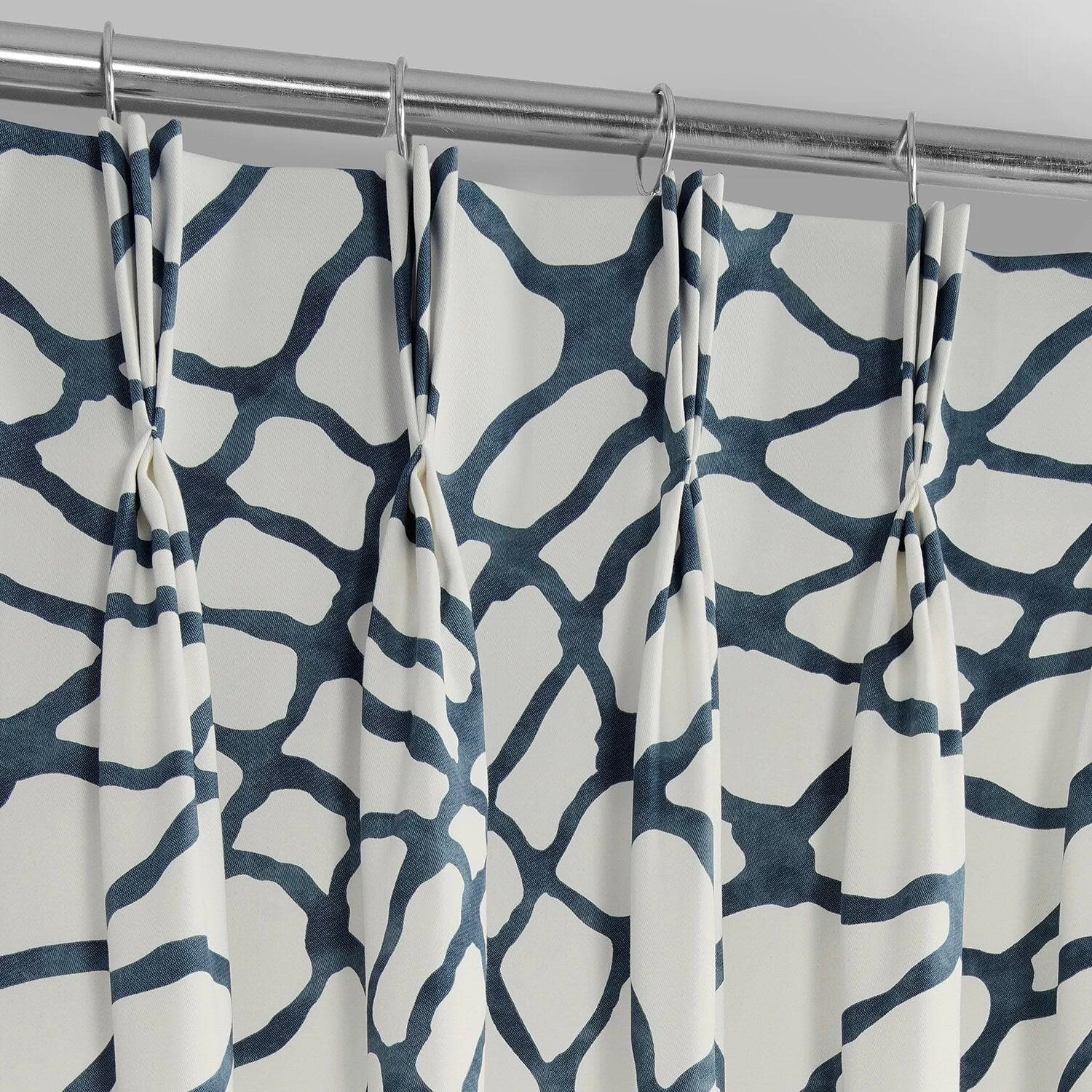 Ellis Blue French Pleat Printed Cotton Curtain 5 Ellis Blue French Pleat Printed Cotton Curtain - Image 3