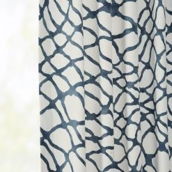 Ellis Blue French Pleat Printed Cotton Curtain 12 Ellis Blue French Pleat Printed Cotton Curtain -Chic Curtains Shop PRTW D50C FP 98538 3