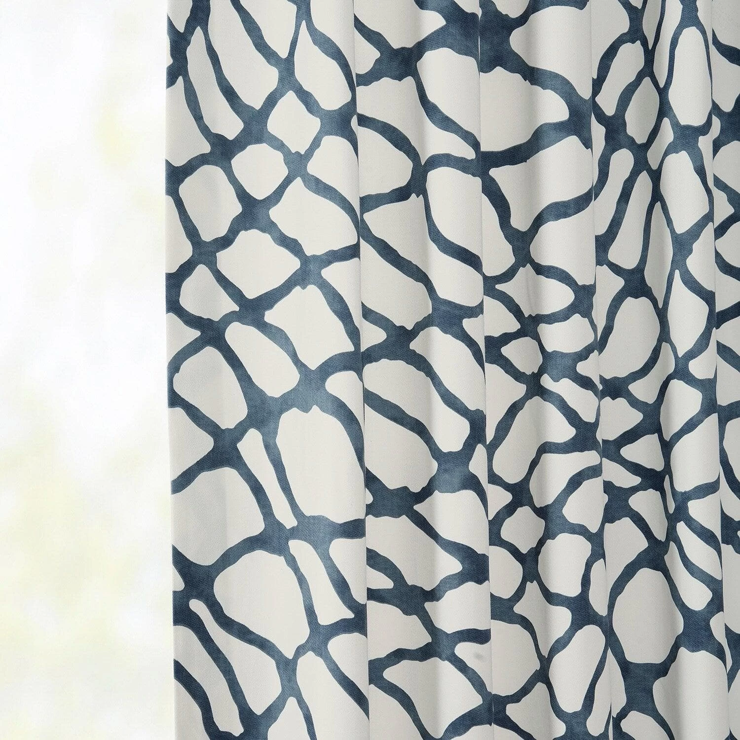 Ellis Blue French Pleat Printed Cotton Curtain 7 Ellis Blue French Pleat Printed Cotton Curtain - Image 5