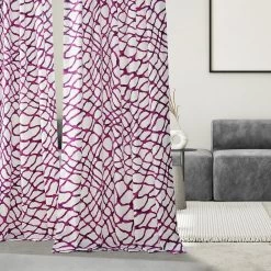 Ellis Pink French Pleat Printed Cotton Curtain -Chic Curtains Shop PRTW D50D FP 98539 5