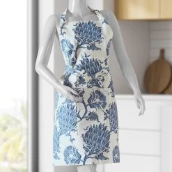 Duchess Blue Printed Cotton Apron -Chic Curtains Shop PRTW D51A AP 86892 2
