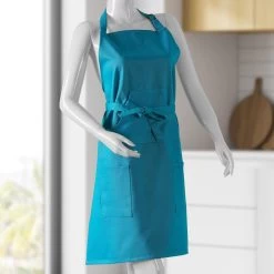 Capri Teal Solid Cotton Apron 10 Capri Teal Solid Cotton Apron -Chic Curtains Shop PRTW S02 AP 86894 2