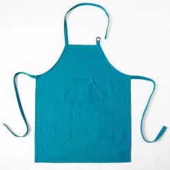 Capri Teal Solid Cotton Apron 11 Capri Teal Solid Cotton Apron -Chic Curtains Shop PRTW S02 AP 86894 3