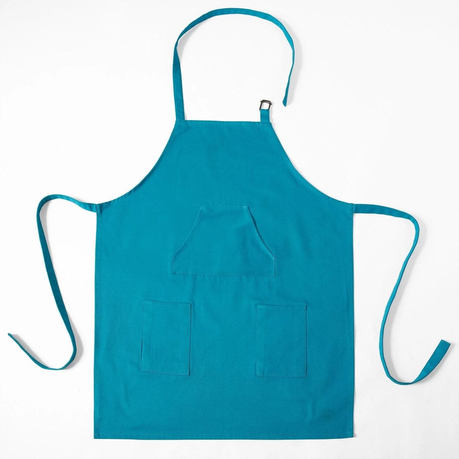 Capri Teal Solid Cotton Apron 6 Capri Teal Solid Cotton Apron - Image 4