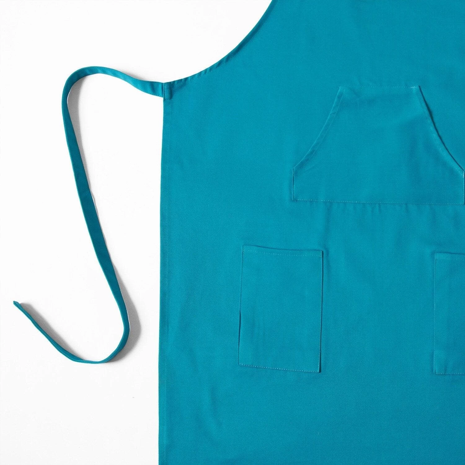 Capri Teal Solid Cotton Apron 7 Capri Teal Solid Cotton Apron - Image 5
