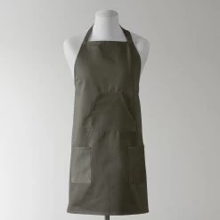 River Rock Grey Solid Cotton Apron