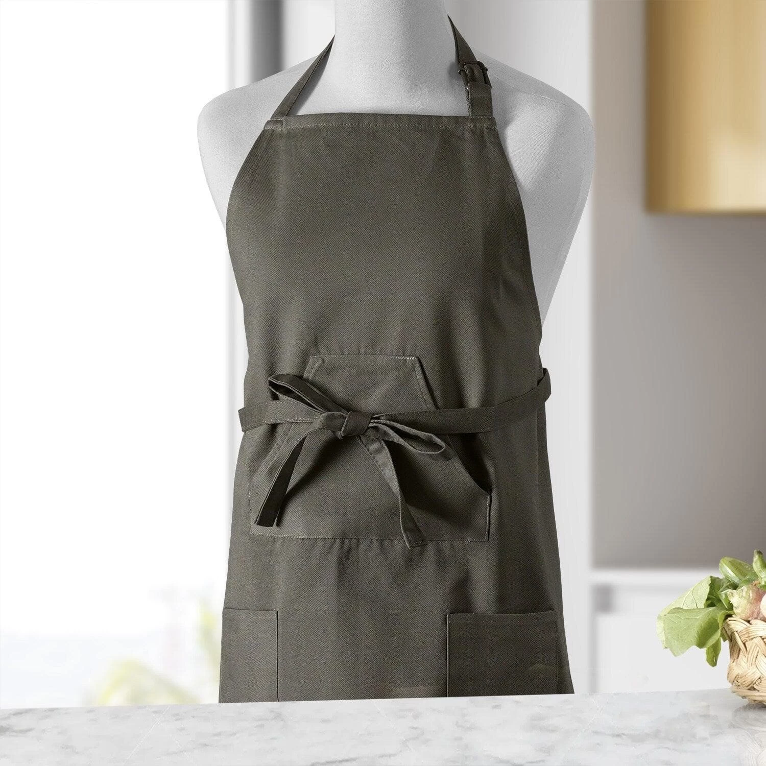 River Rock Grey Solid Cotton Apron 3 River Rock Grey Solid Cotton Apron - Image 2